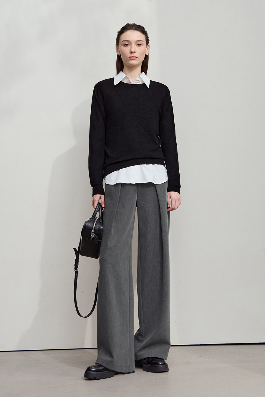 Wide Leg Pleated Casual Pants