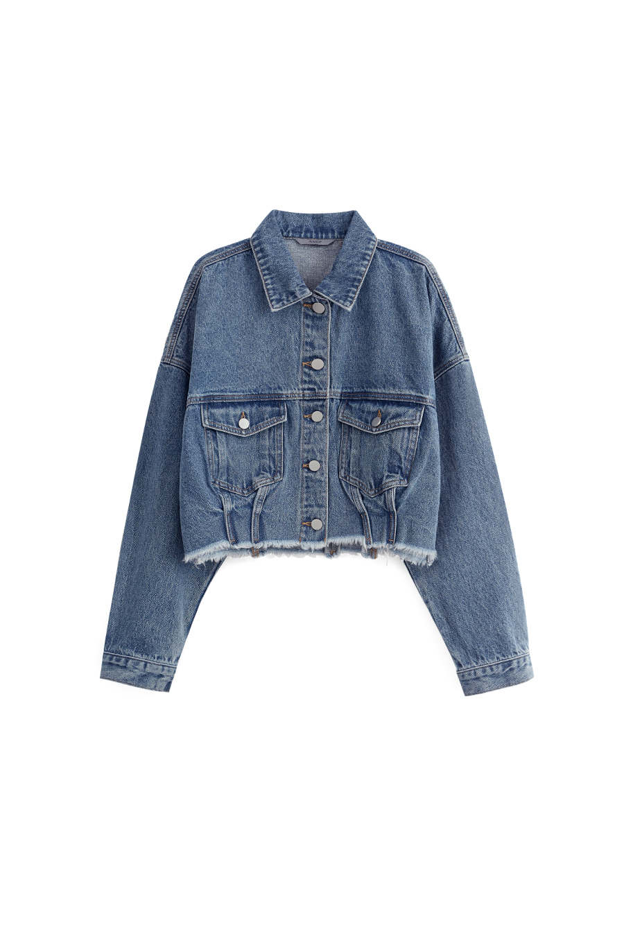 Frayed Cropped Denim Jacket