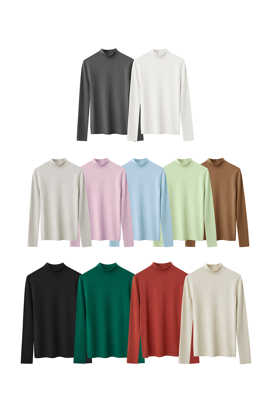 Mock Neck Slim Sweater|AMII-AMII.com