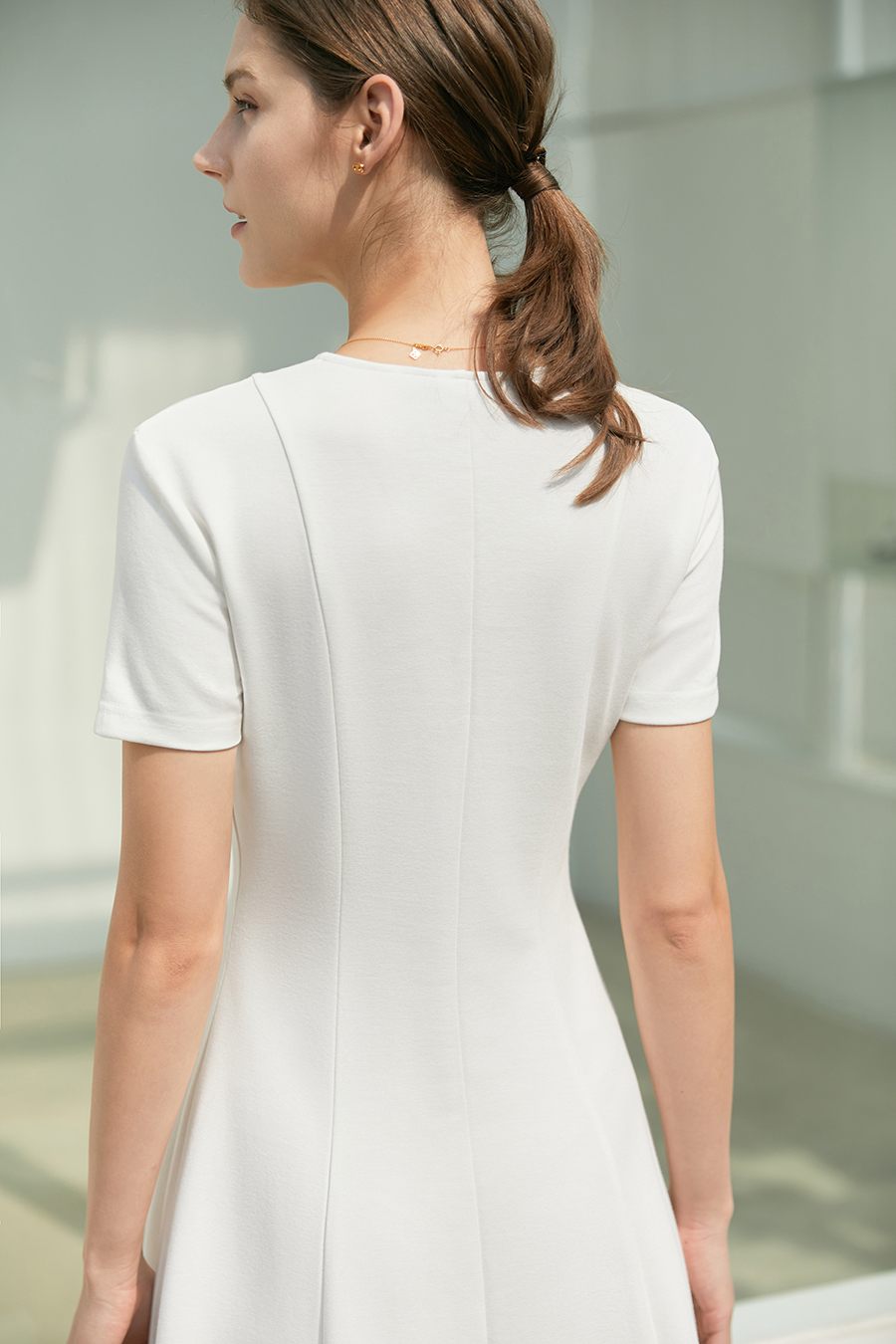 Paneled Slim Fit V-Neck Dress|AMII-AMII.com