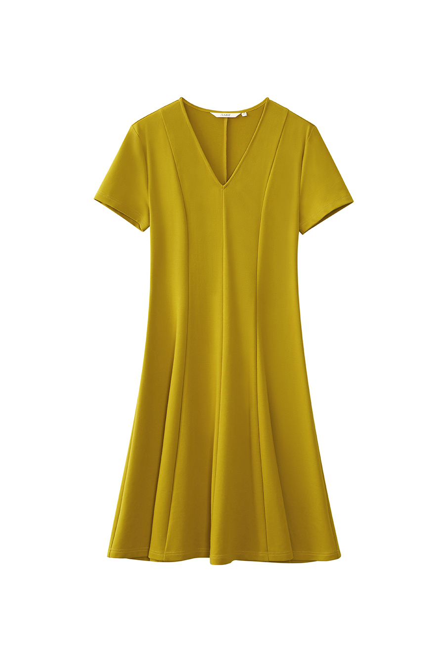 Paneled Slim Fit V-Neck Dress|AMII-AMII.com