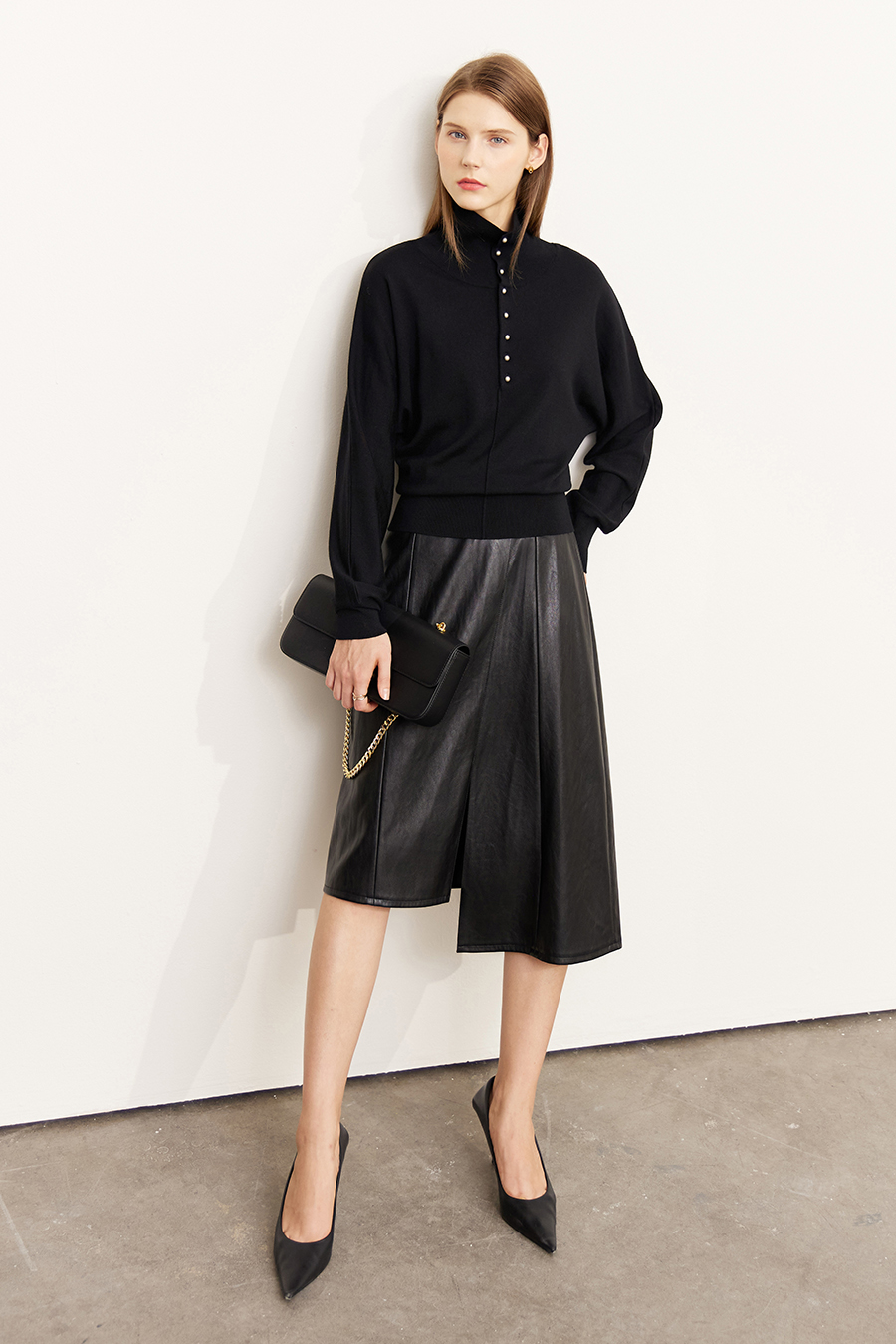 High Neck Buttoned Loose Wool Sweater|AMII-AMII.com