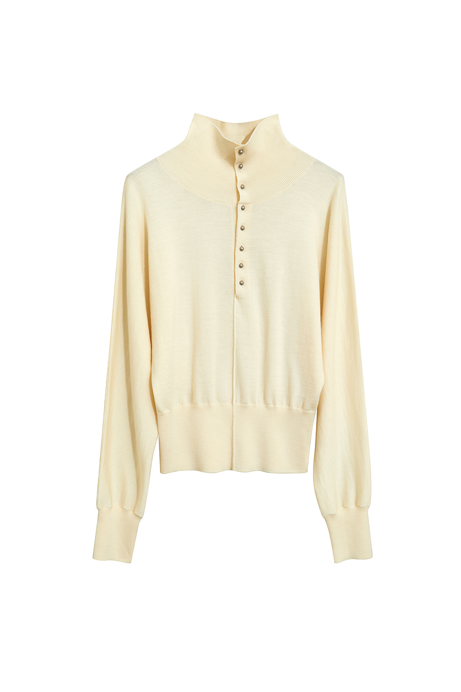 High Neck Buttoned Loose Wool Sweater|AMII-AMII.com