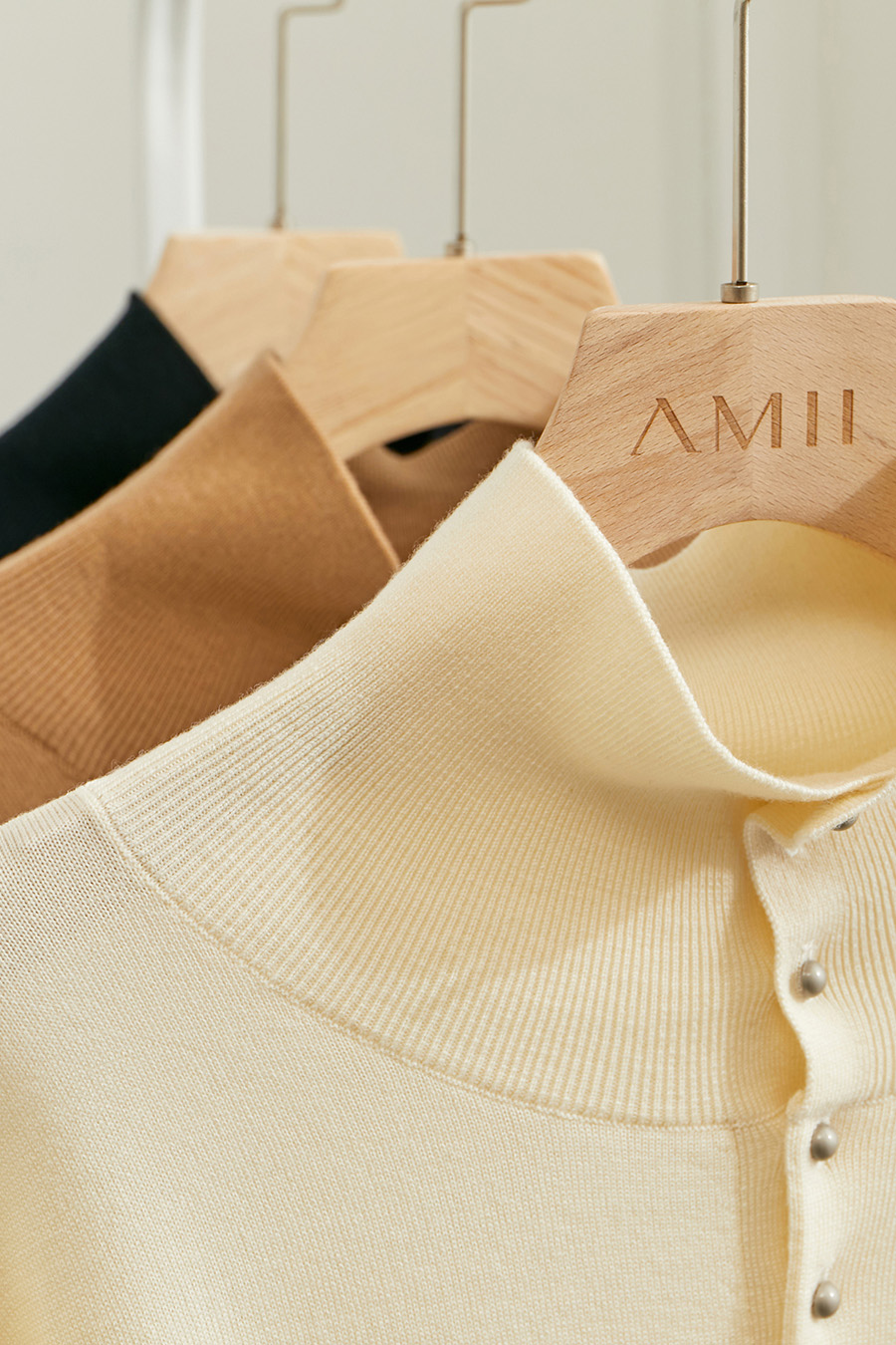 High Neck Buttoned Loose Wool Sweater|AMII-AMII.com