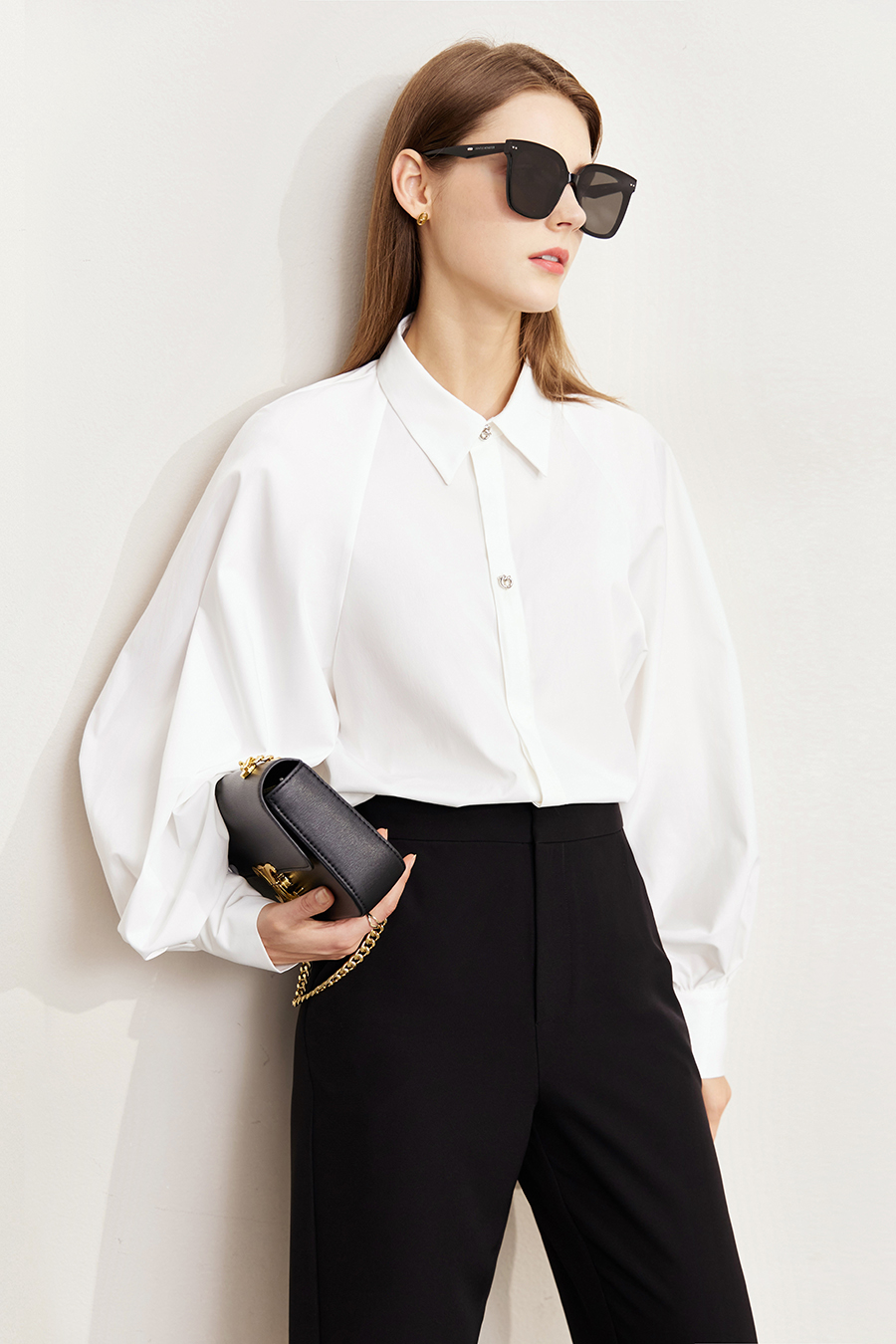 Art Button Lantern Sleeve Shirt|AMII-AMII.com