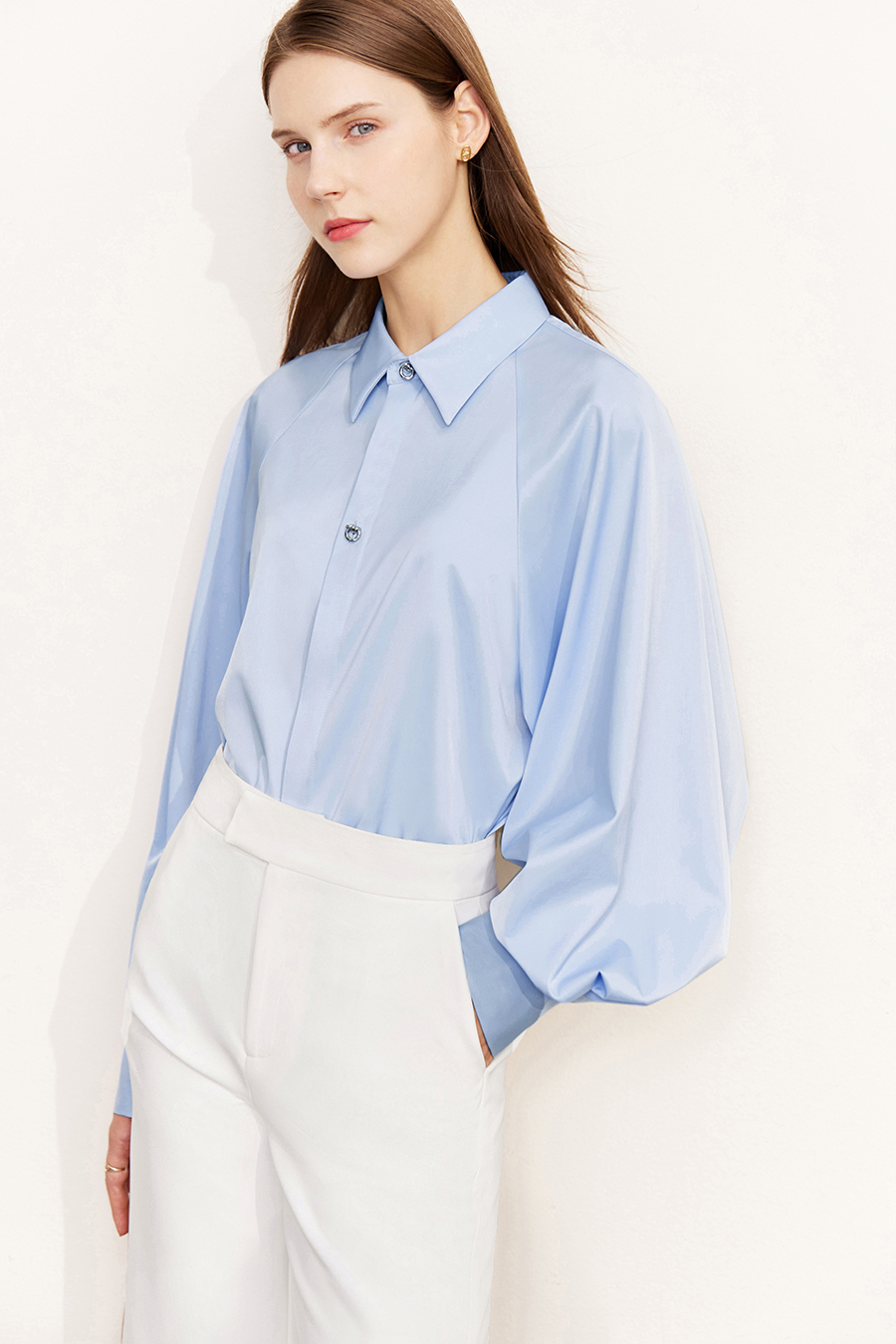 Art Button Lantern Sleeve Shirt|AMII-AMII.com