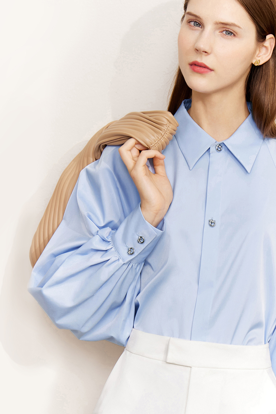 Art Button Lantern Sleeve Shirt|AMII-AMII.com