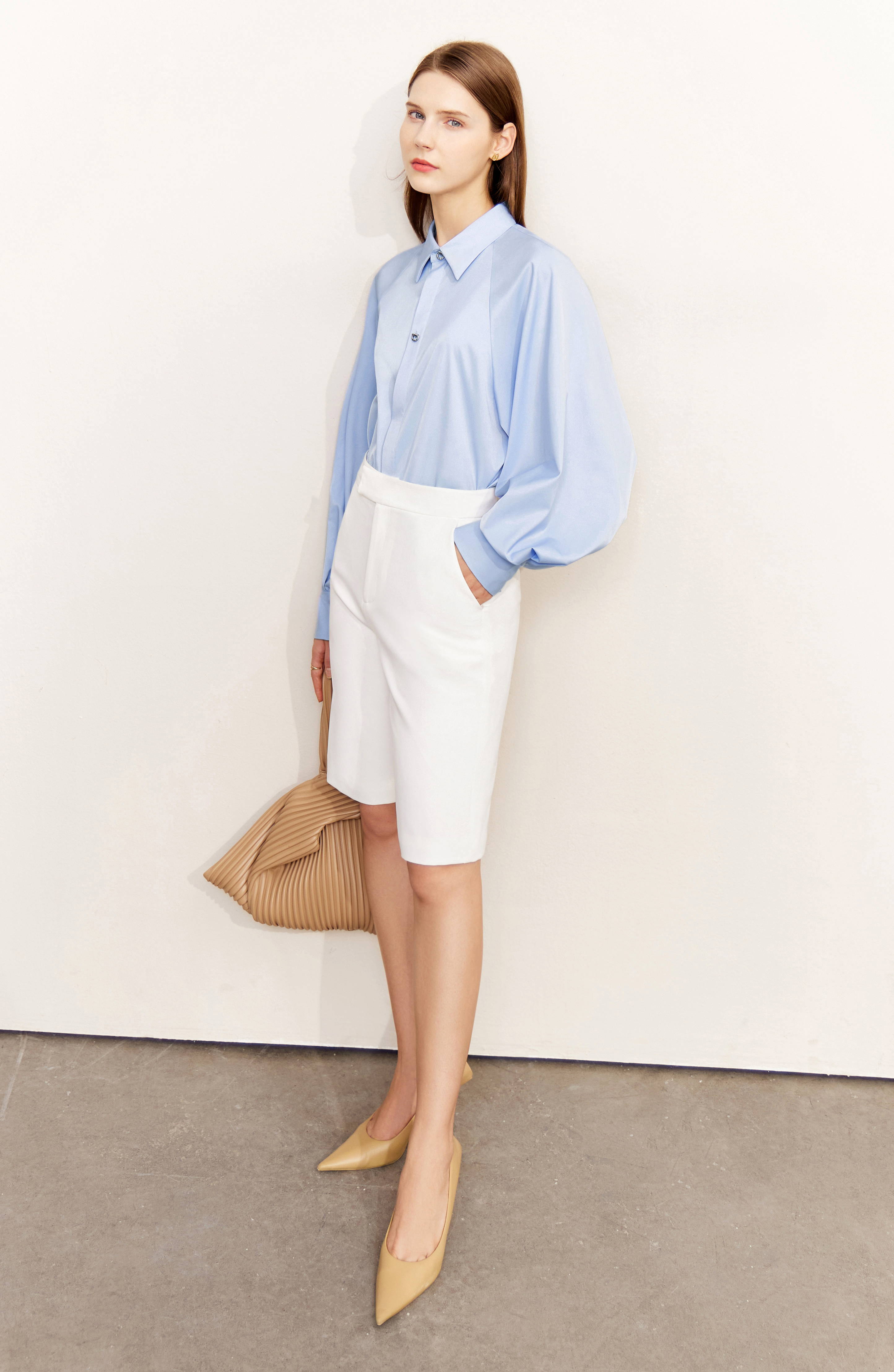 Art Button Lantern Sleeve Shirt|AMII-AMII.com