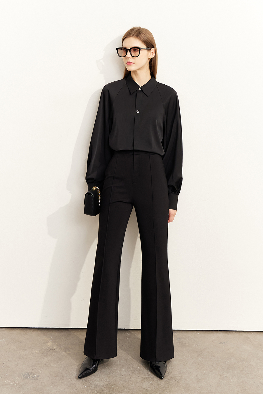 Art Button Lantern Sleeve Shirt|AMII-AMII.com