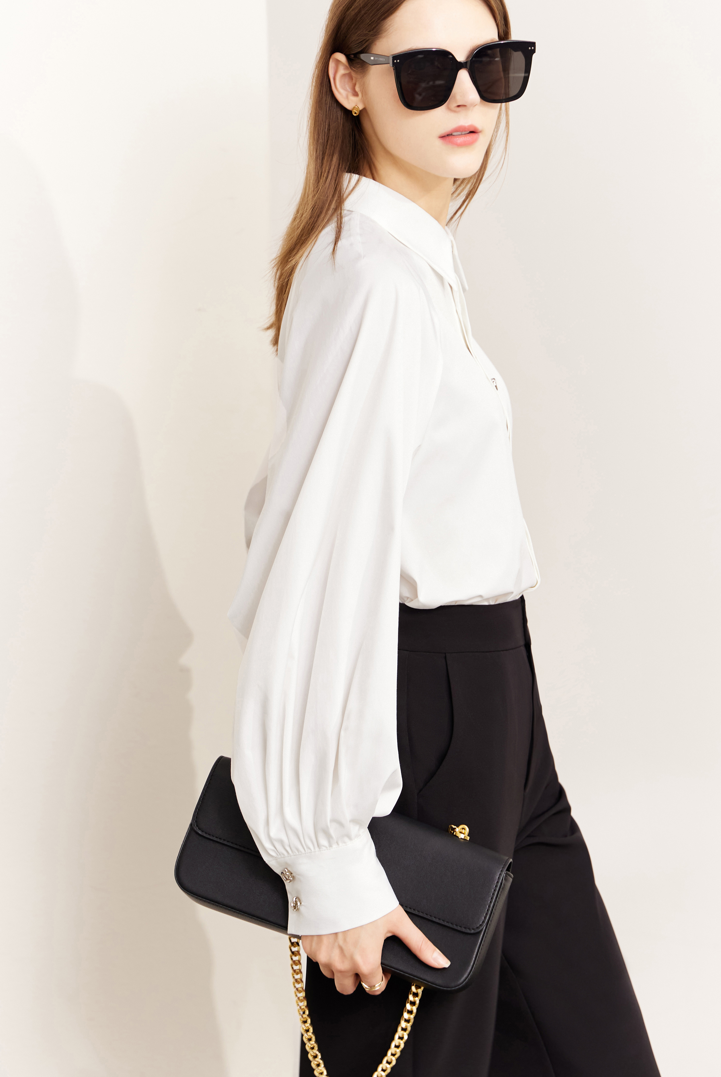 Art Button Lantern Sleeve Shirt|AMII-AMII.com