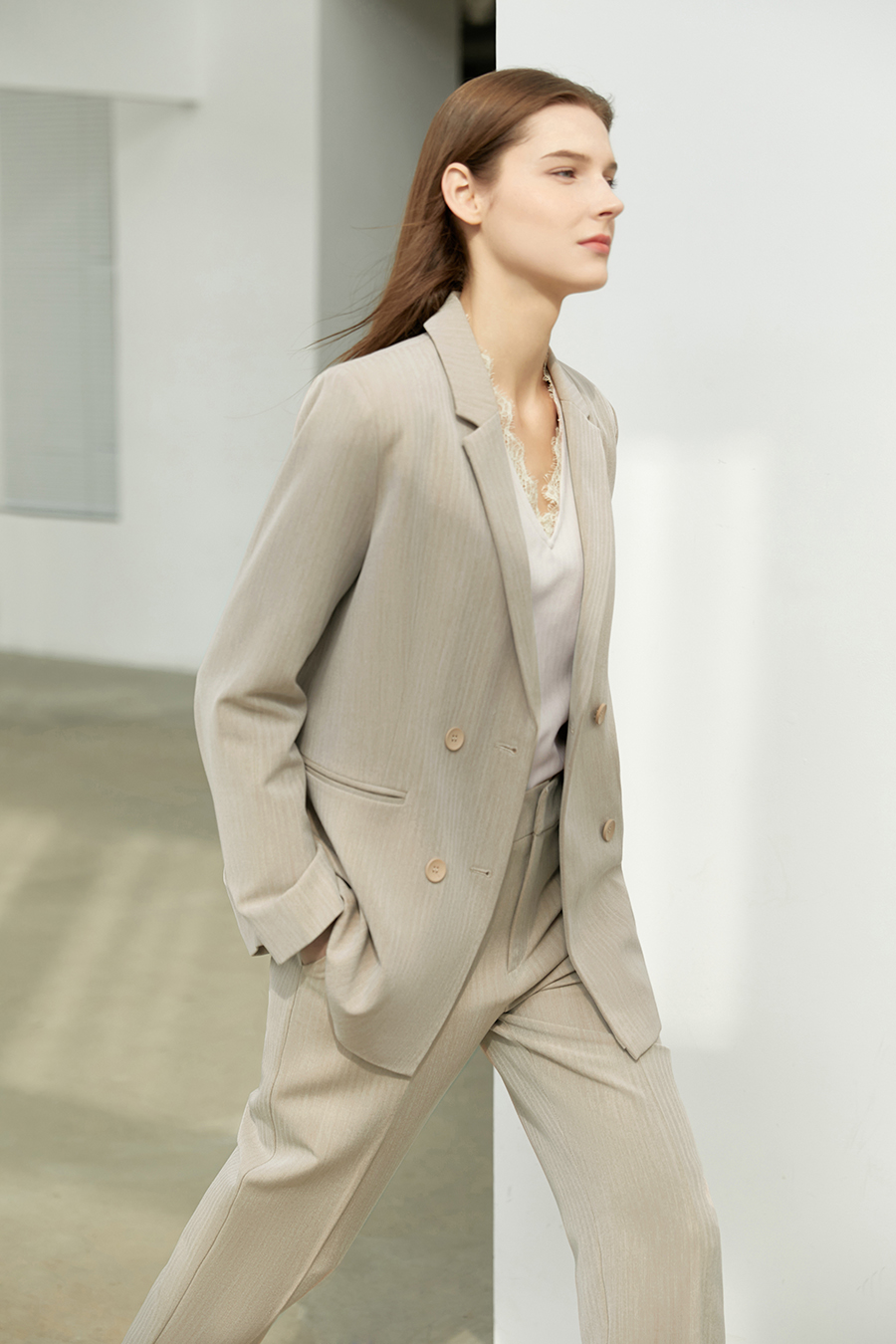 Mid - Length Lapel Suit Jacket|AMII-AMII.com