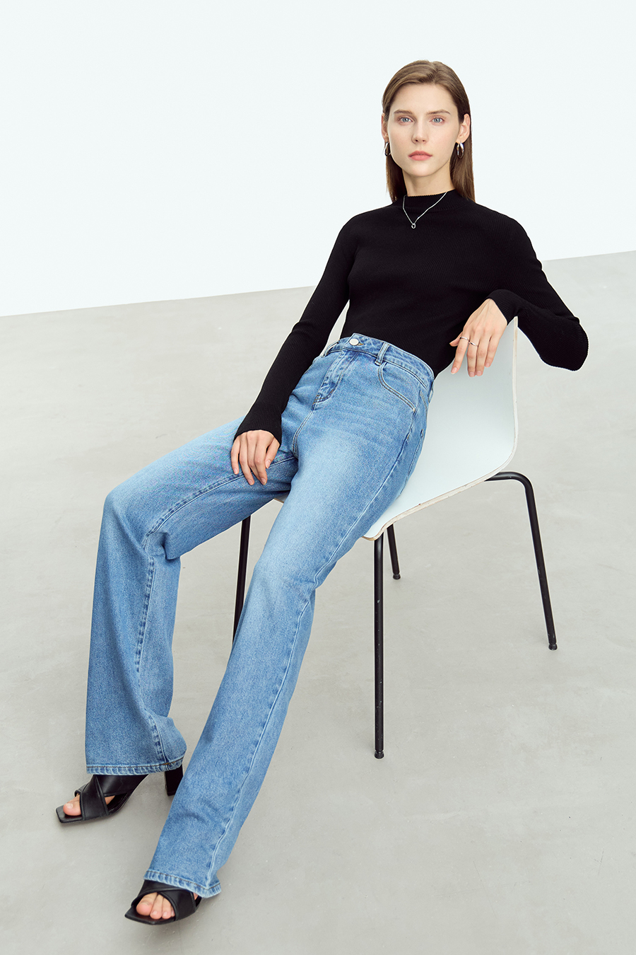 Mock Neck Ribbed Sweater|AMII-AMII.com