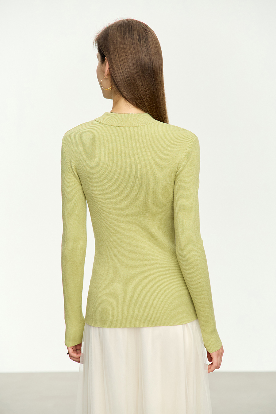Mock Neck Ribbed Sweater|AMII-AMII.com