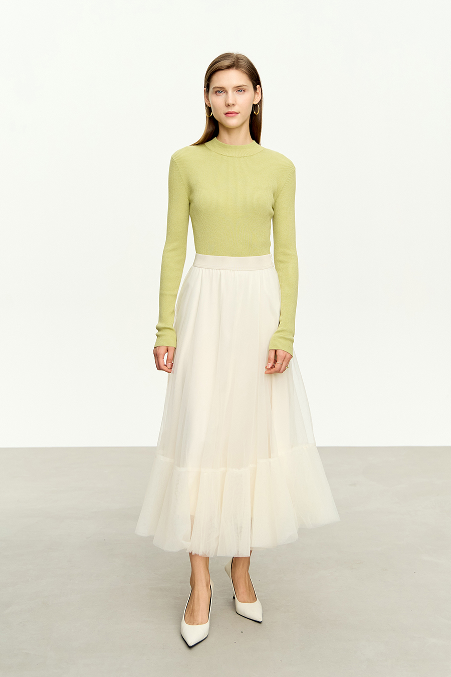 Mock Neck Ribbed Sweater|AMII-AMII.com