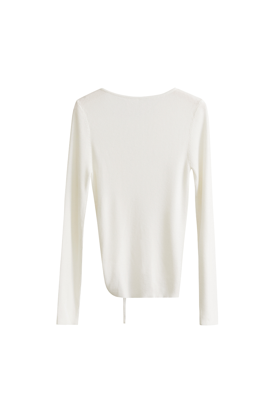 Slant V-Neck Drawstring Knit Top|AMII-AMII.com