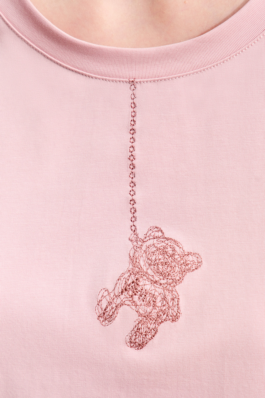 Little Bear Embroidered Ice Porcelain Cotton T - Shirt|AMII-AMII.com