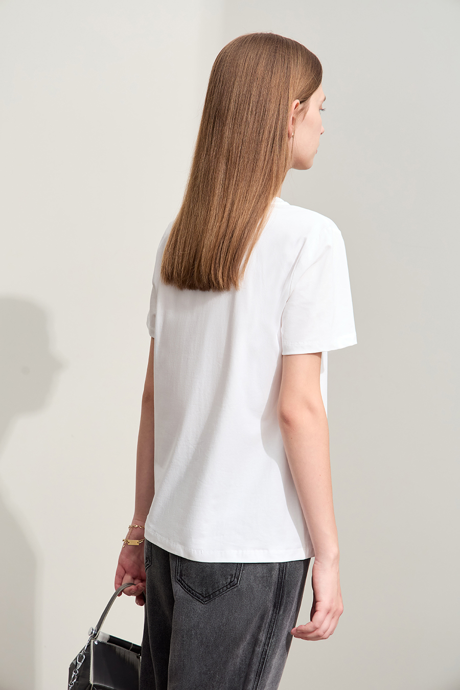 Little Bear Embroidered Ice Porcelain Cotton T - Shirt|AMII-AMII.com