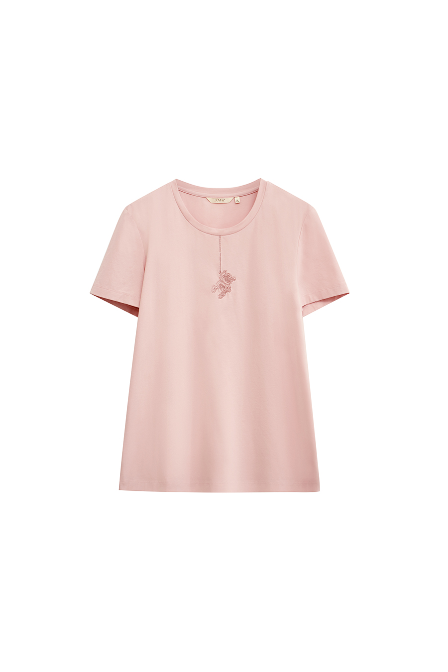 Little Bear Embroidered Ice Porcelain Cotton T - Shirt|AMII-AMII.com