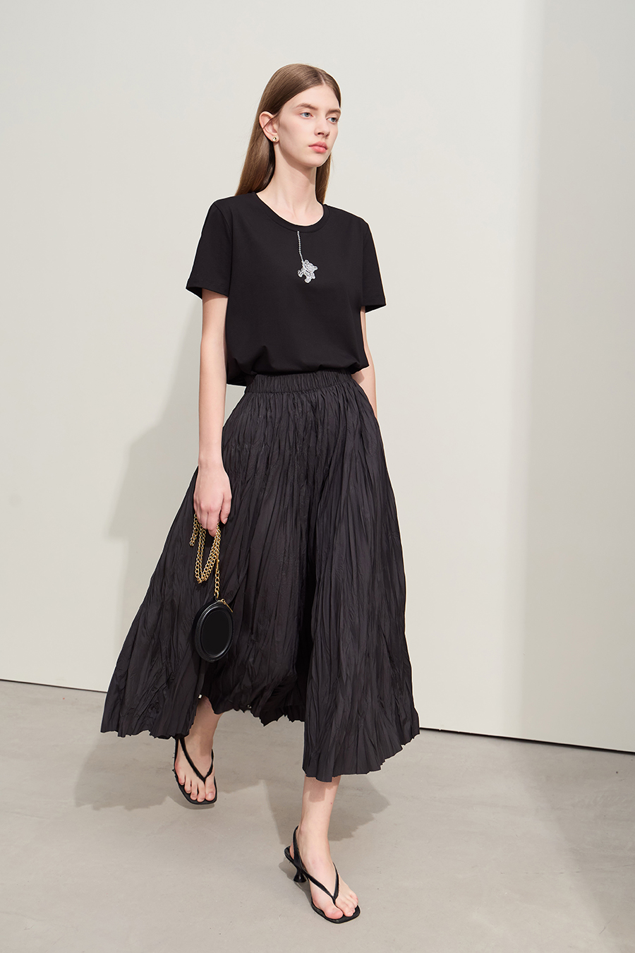 Little Bear Embroidered Ice Porcelain Cotton T - Shirt|AMII-AMII.com