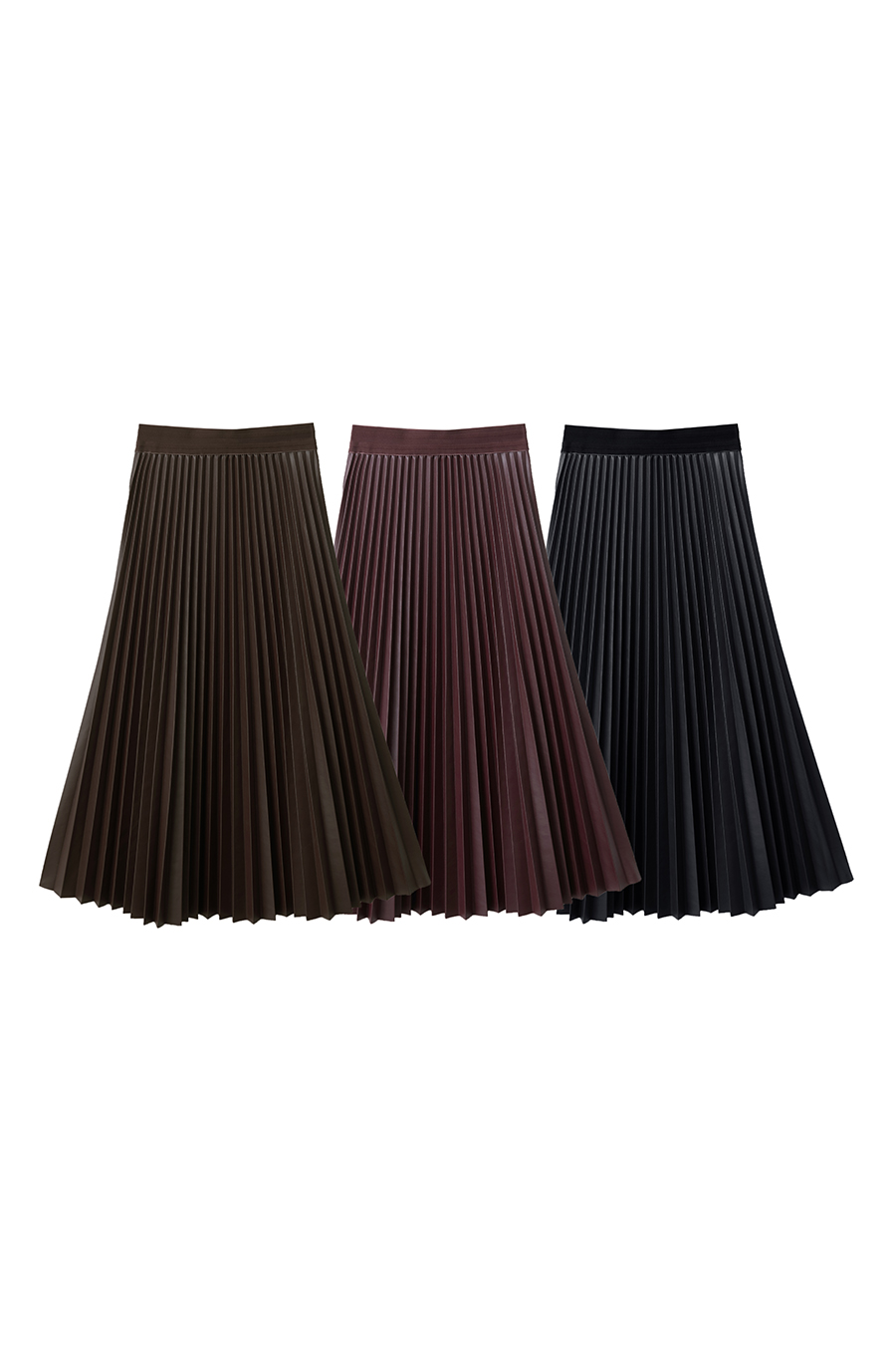 PU Leather Pleated Skirt|AMII-AMII.com