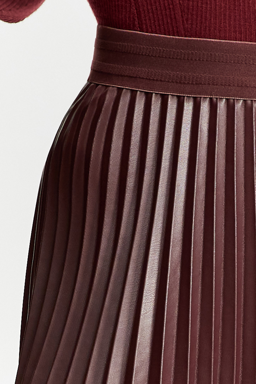 PU Leather Pleated Skirt|AMII-AMII.com