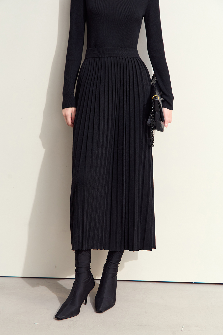 Knitted Pleated Skirt|AMII-AMII.com