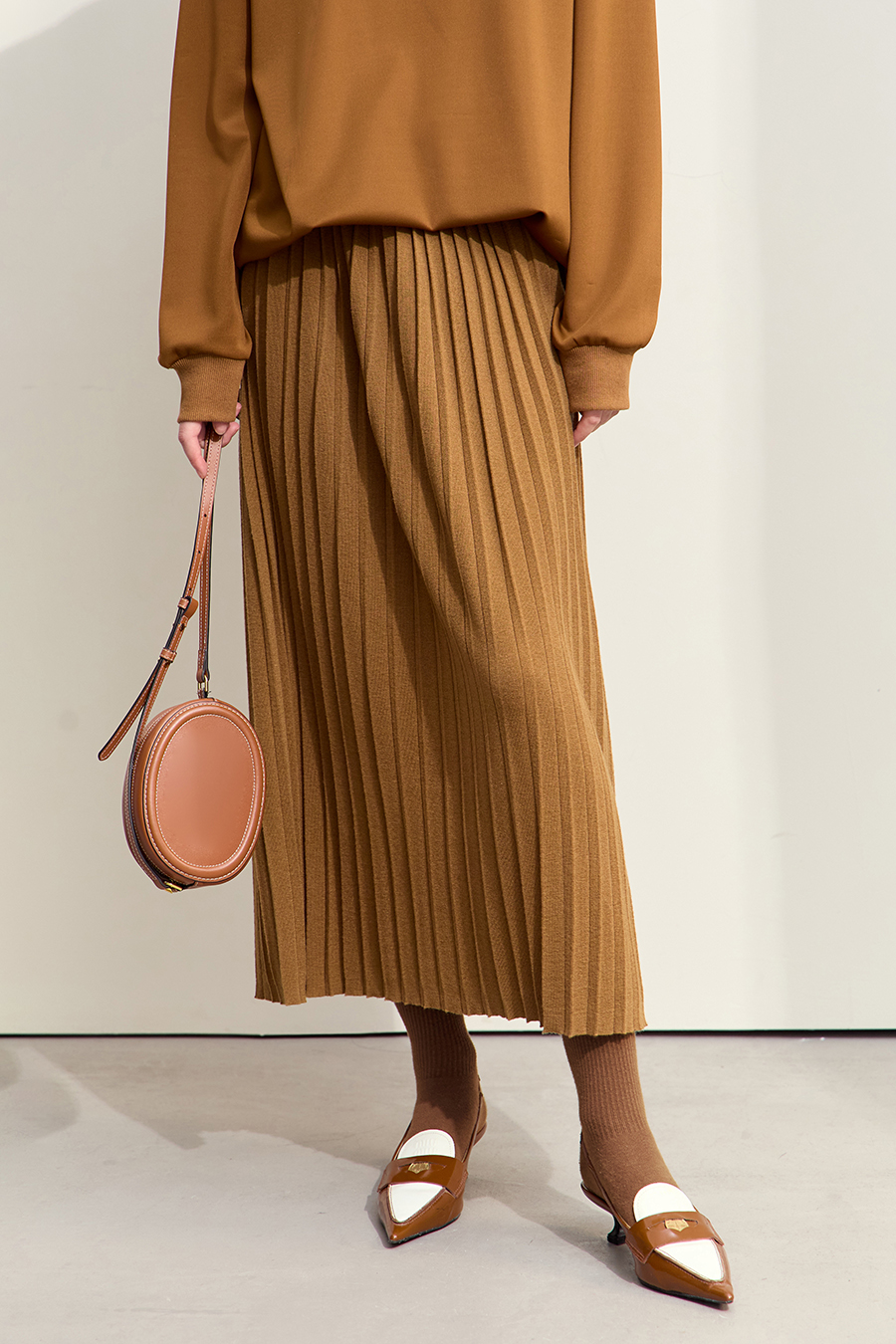 Knitted Pleated Skirt|AMII-AMII.com