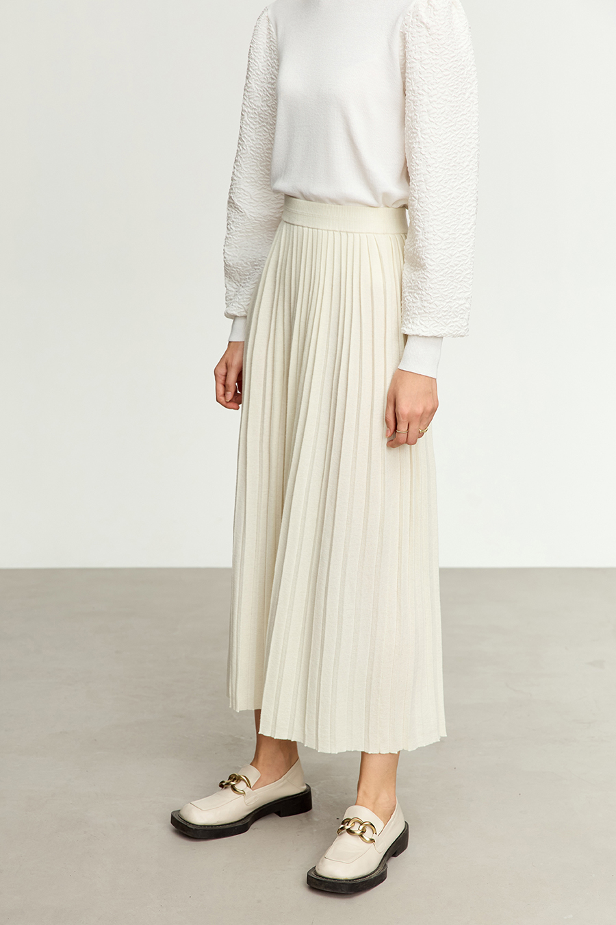 Knitted Pleated Skirt|AMII-AMII.com