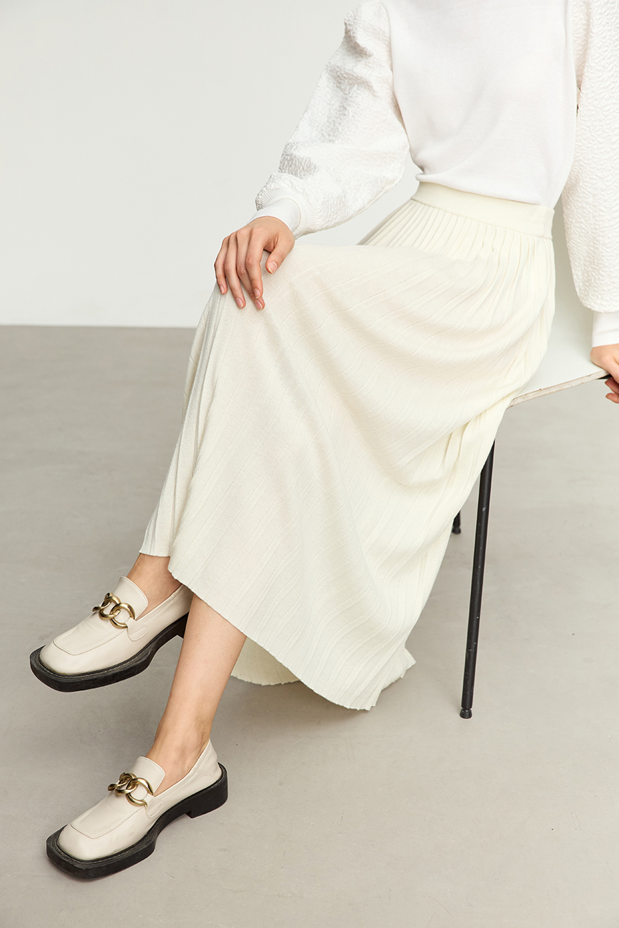 Knitted Pleated Skirt|AMII-AMII.com