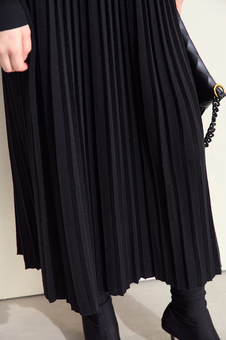 Knitted Pleated Skirt|AMII-AMII.com