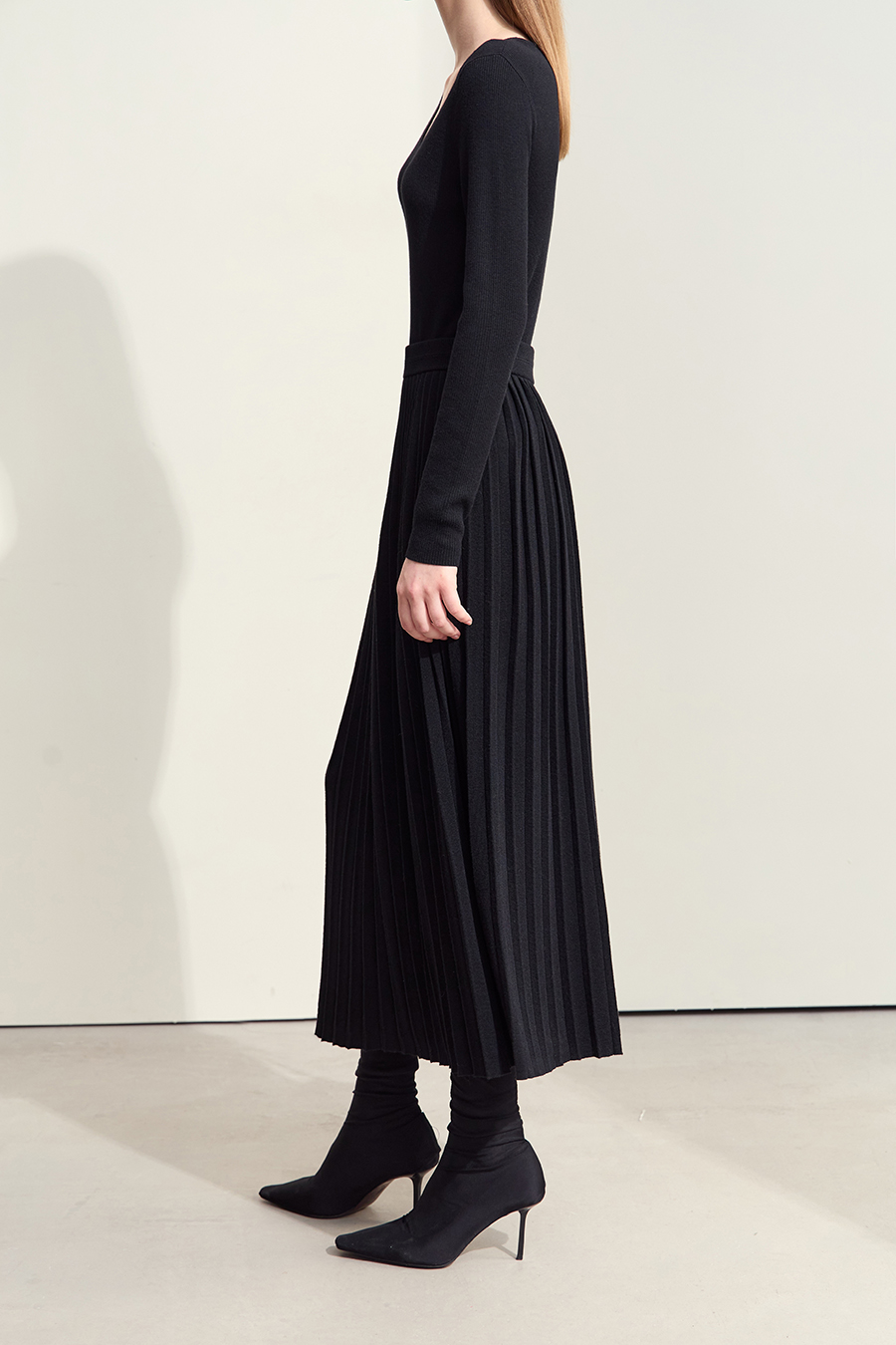 Knitted Pleated Skirt|AMII-AMII.com