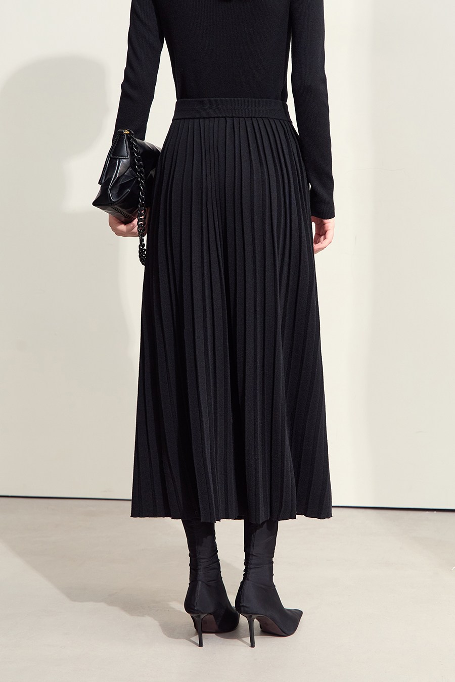 Knitted Pleated Skirt|AMII-AMII.com