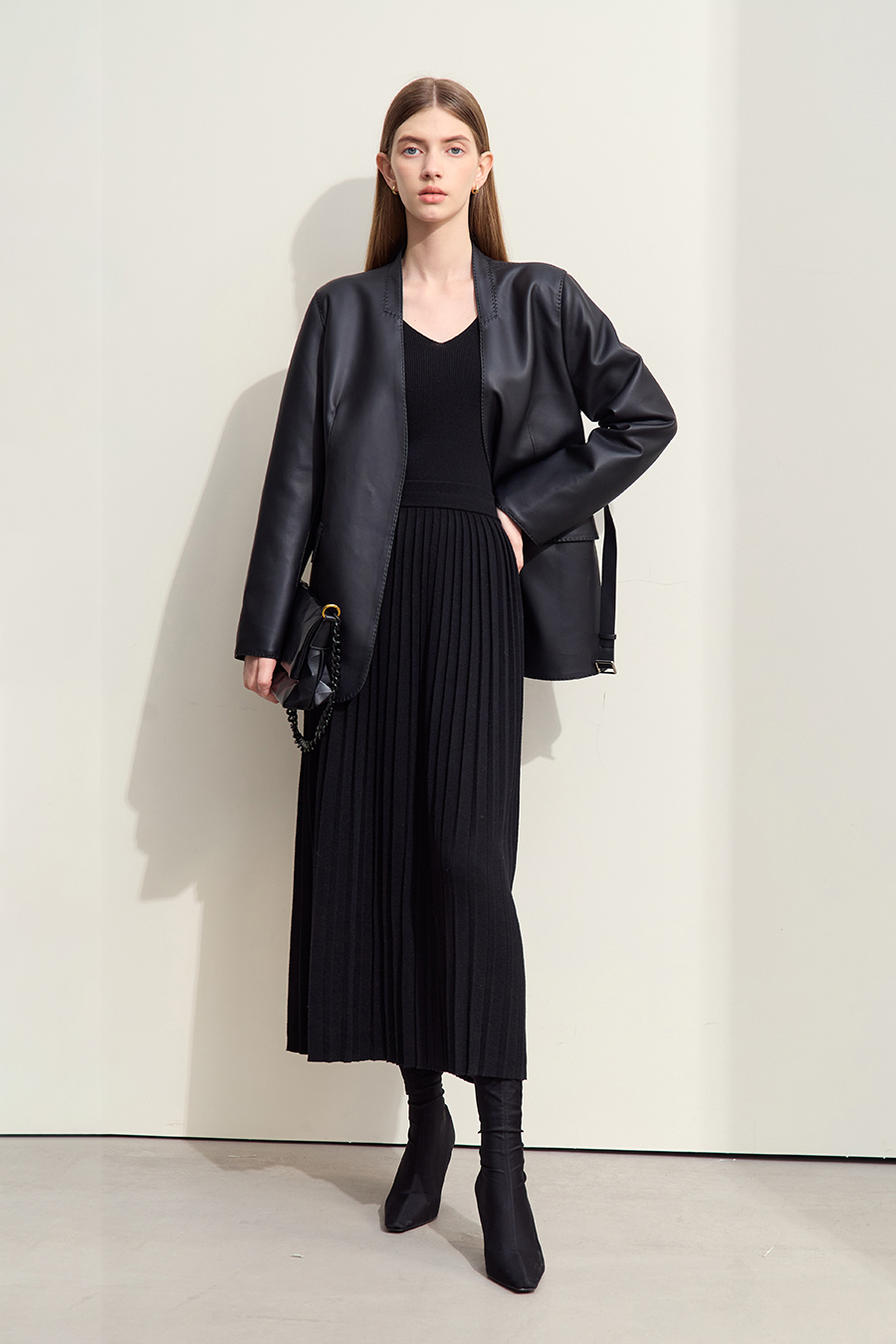 Knitted Pleated Skirt|AMII-AMII.com