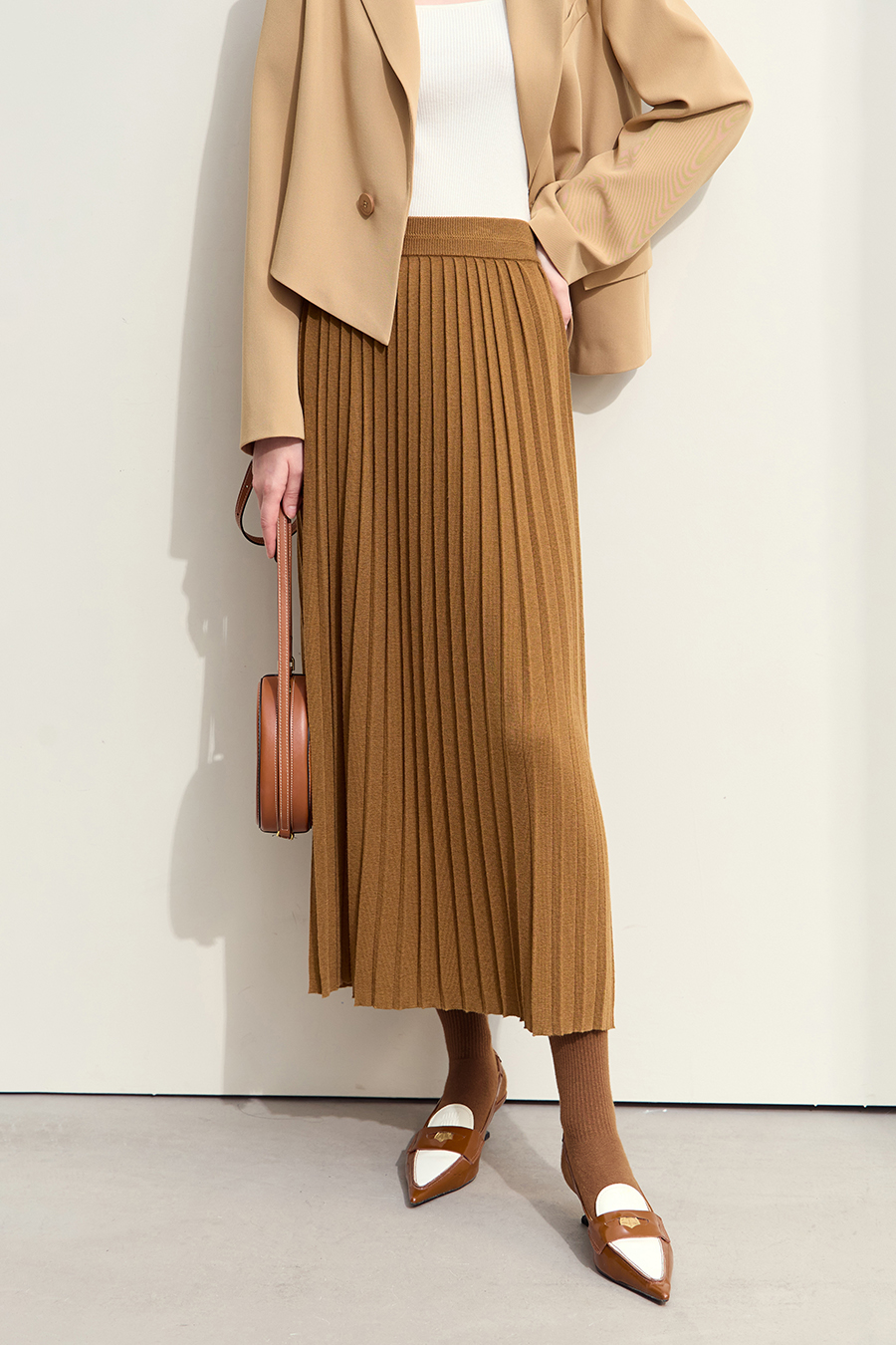 Knitted Pleated Skirt|AMII-AMII.com