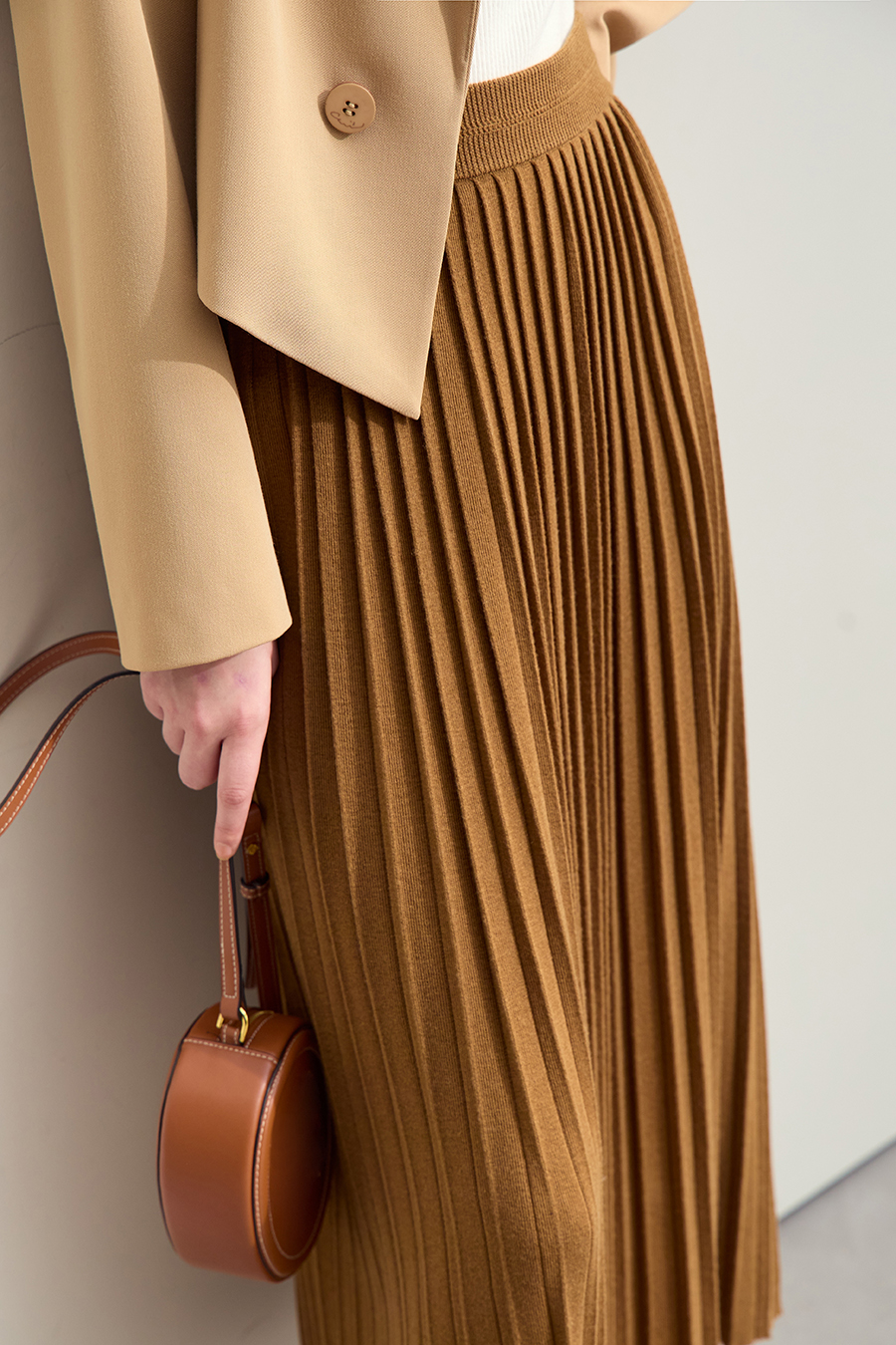 Knitted Pleated Skirt|AMII-AMII.com