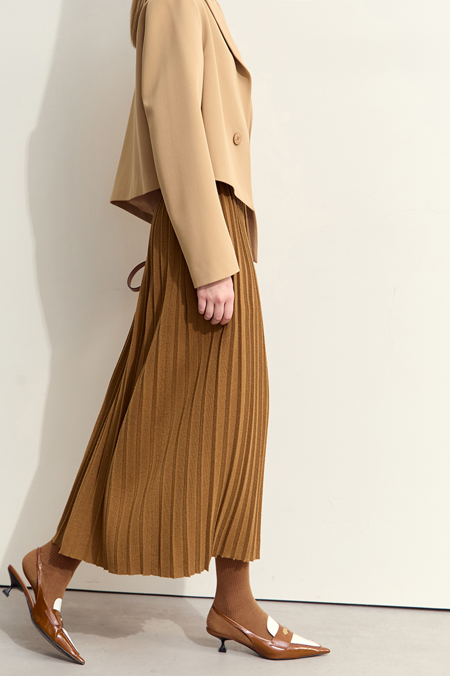 Knitted Pleated Skirt|AMII-AMII.com