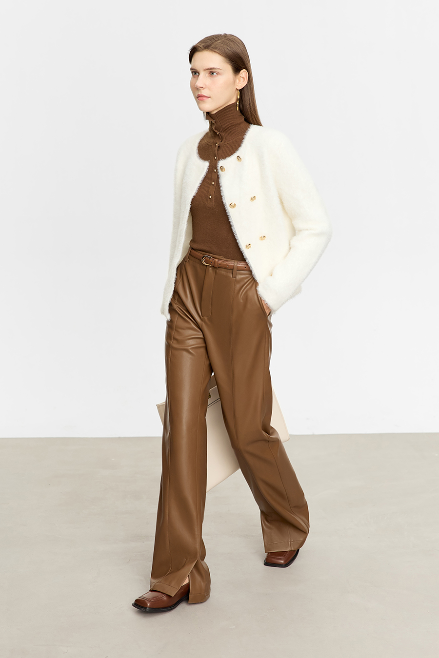 Buttoned High Neck Slim Sweater|AMII-AMII.com