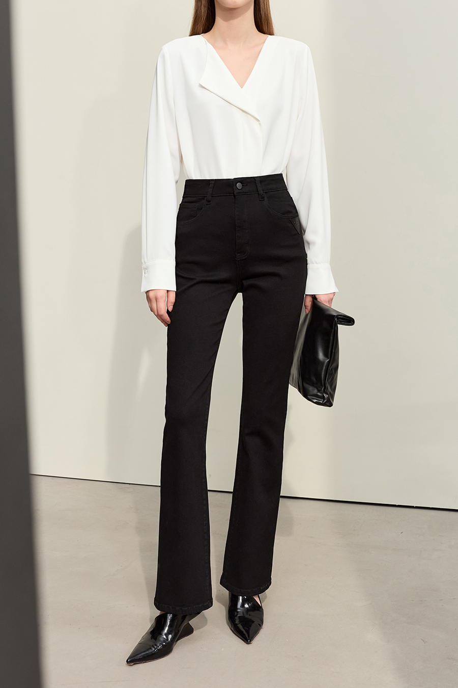 Slim Fit Black Denim Pants|AMII-AMII.com