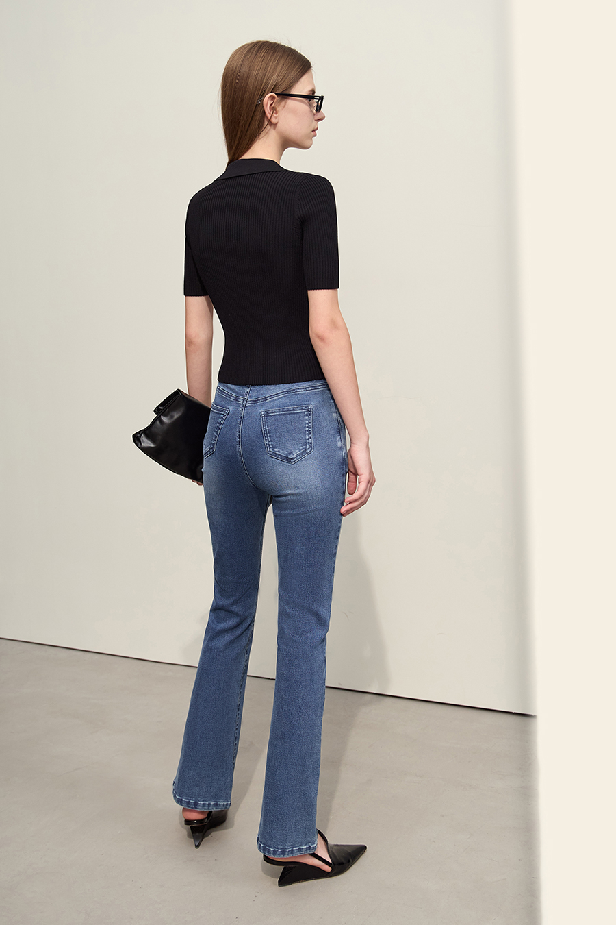 Slim Fit Black Denim Pants|AMII-AMII.com