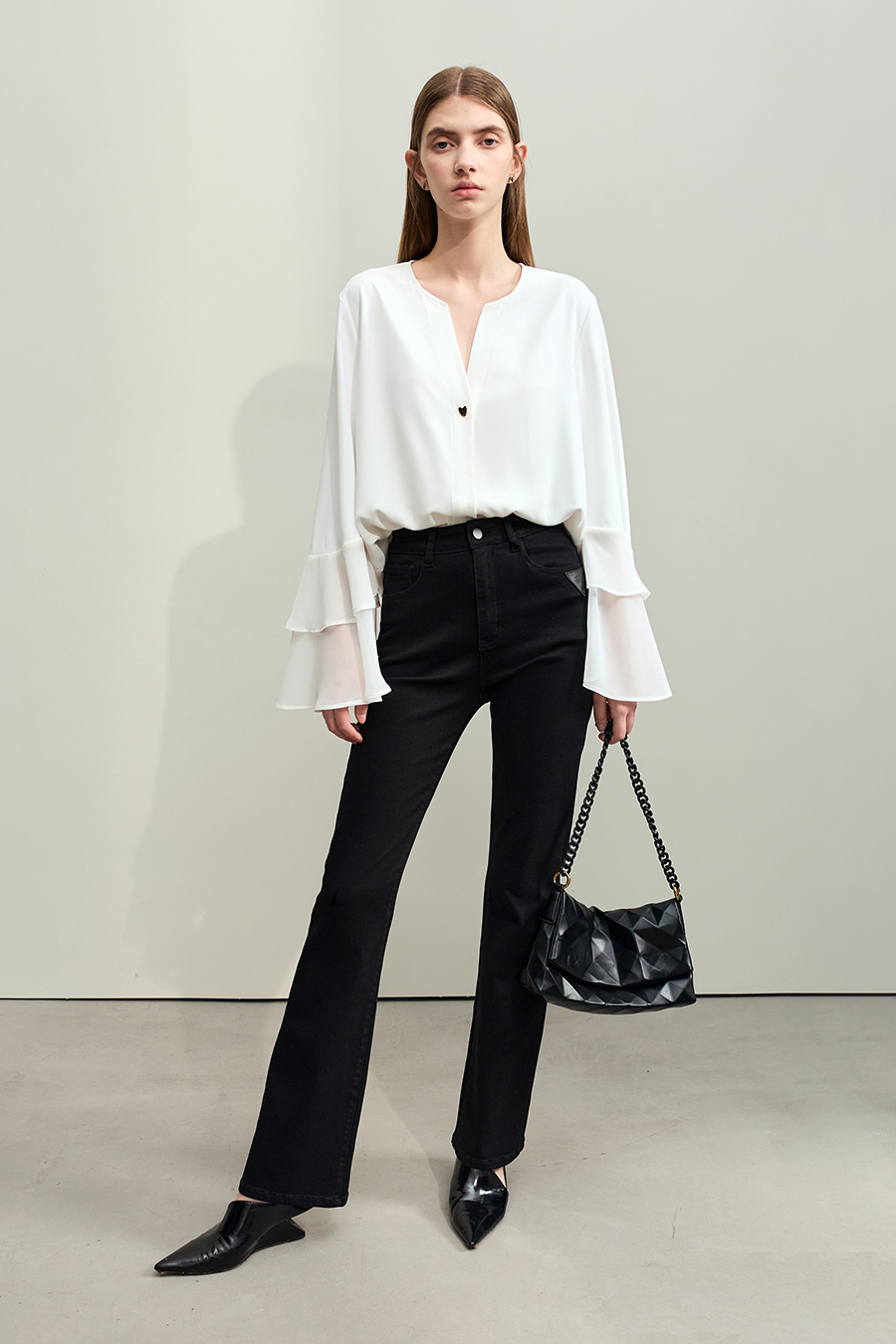 Slim Fit Black Denim Pants|AMII-AMII.com