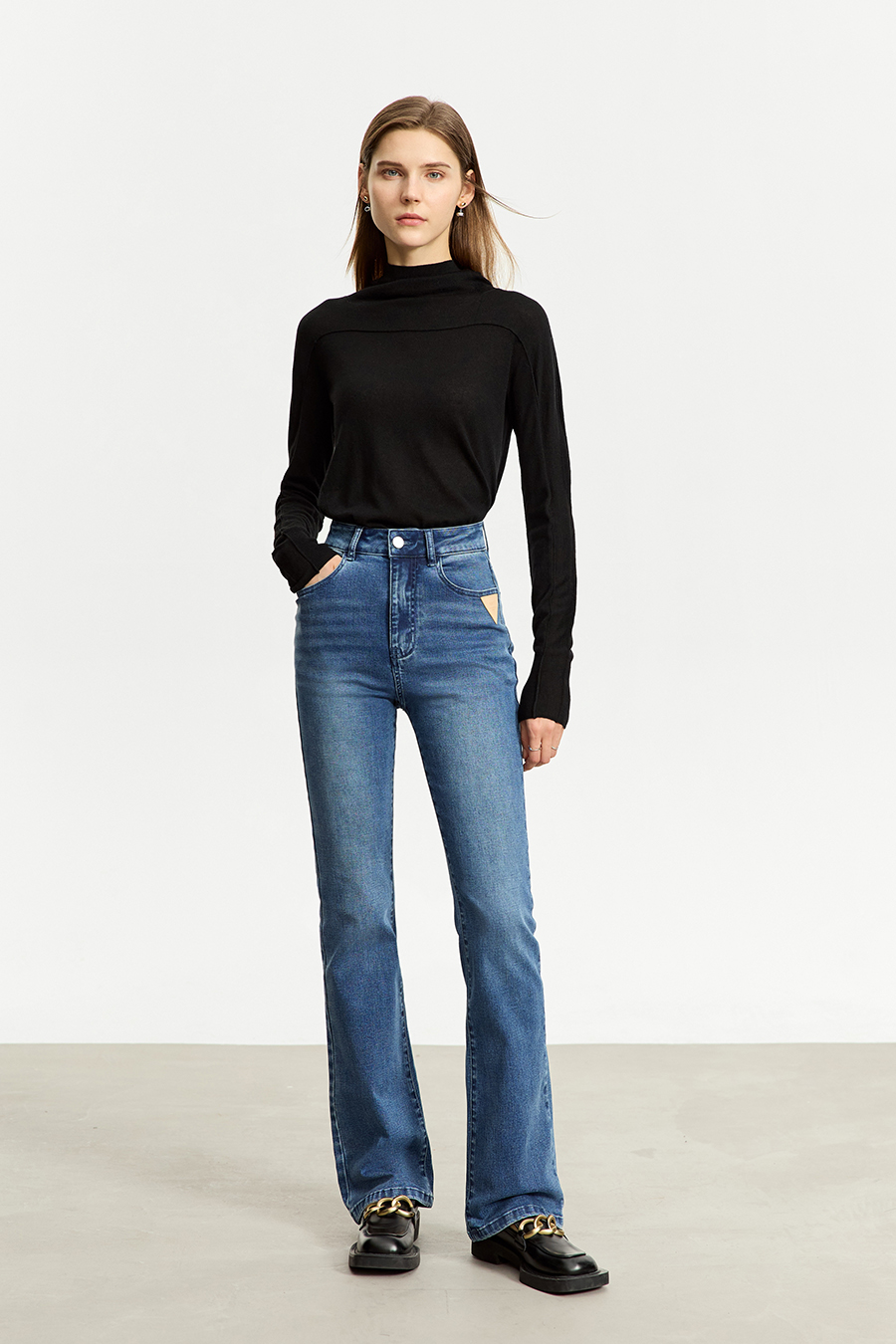 Slim Fit Black Denim Pants|AMII-AMII.com