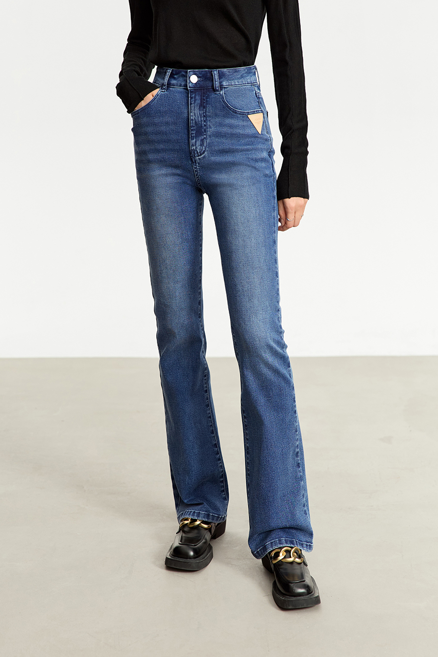 Slim Fit Black Denim Pants|AMII-AMII.com