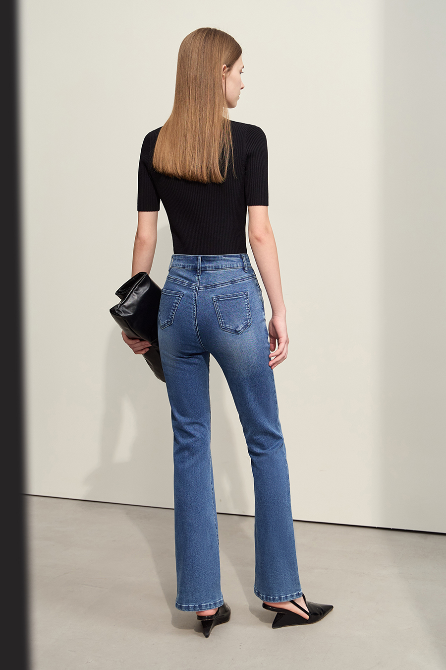 Slim Fit Black Denim Pants|AMII-AMII.com