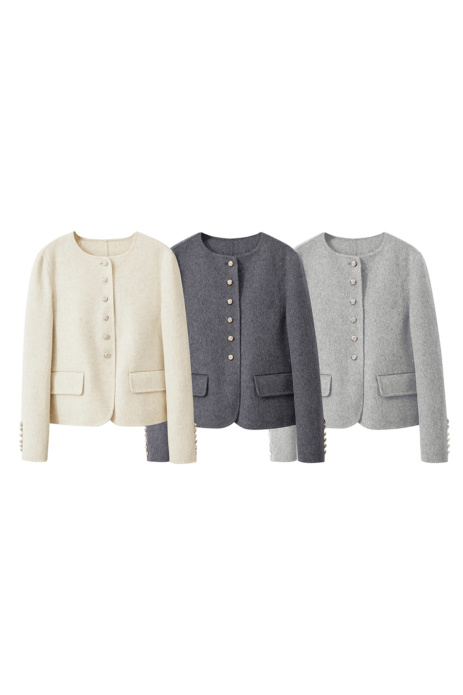 Crew Neck All - Wool Double - faced Fabric|AMII-AMII.com