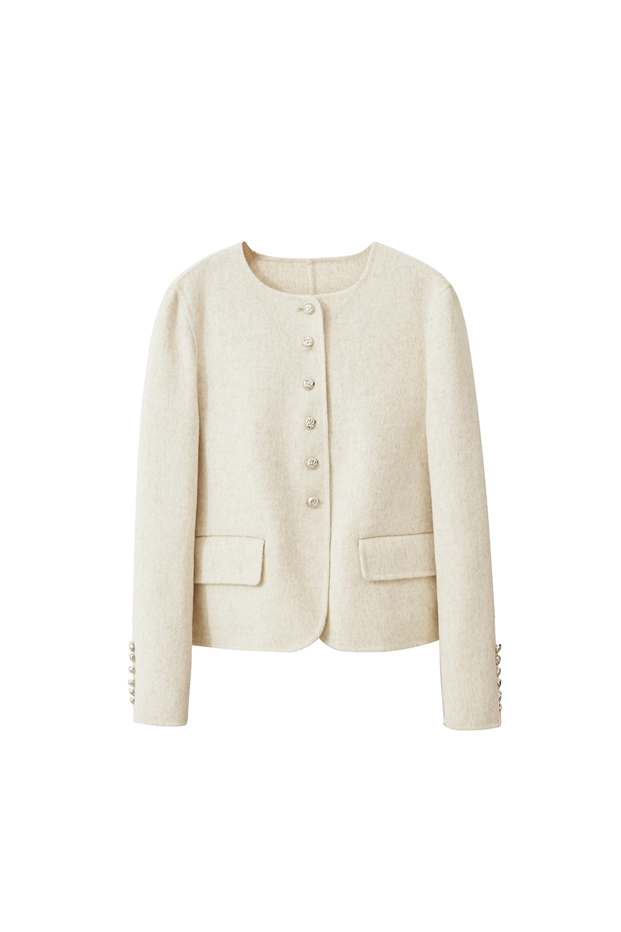 Crew Neck All - Wool Double - faced Fabric|AMII-AMII.com