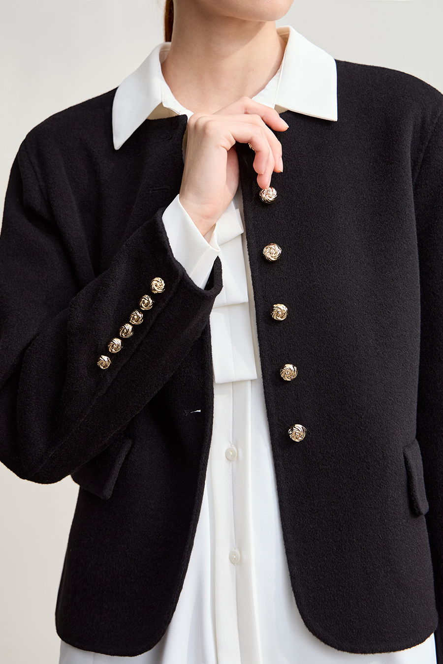 Crew Neck All - Wool Double - faced Fabric|AMII-AMII.com