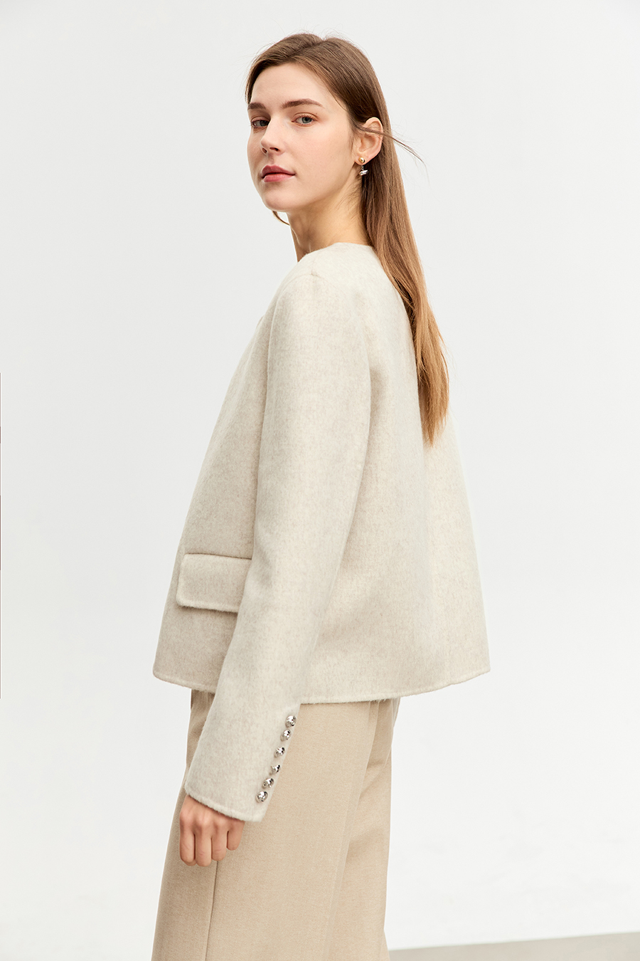 Crew Neck All - Wool Double - faced Fabric|AMII-AMII.com