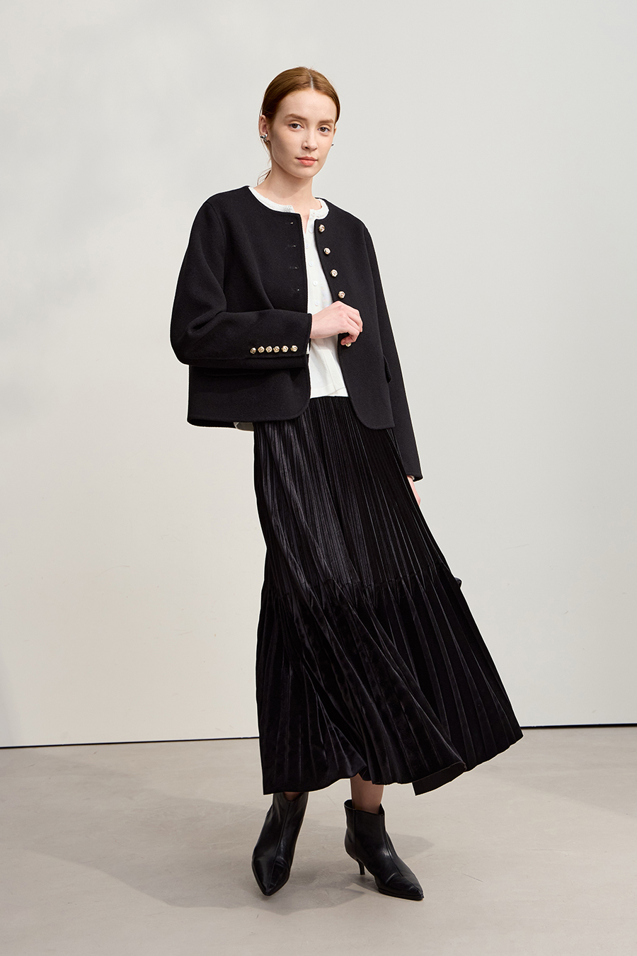 Crew Neck All - Wool Double - faced Fabric|AMII-AMII.com