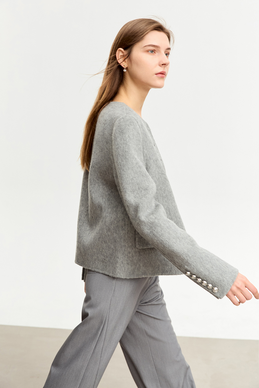 Crew Neck All - Wool Double - faced Fabric|AMII-AMII.com