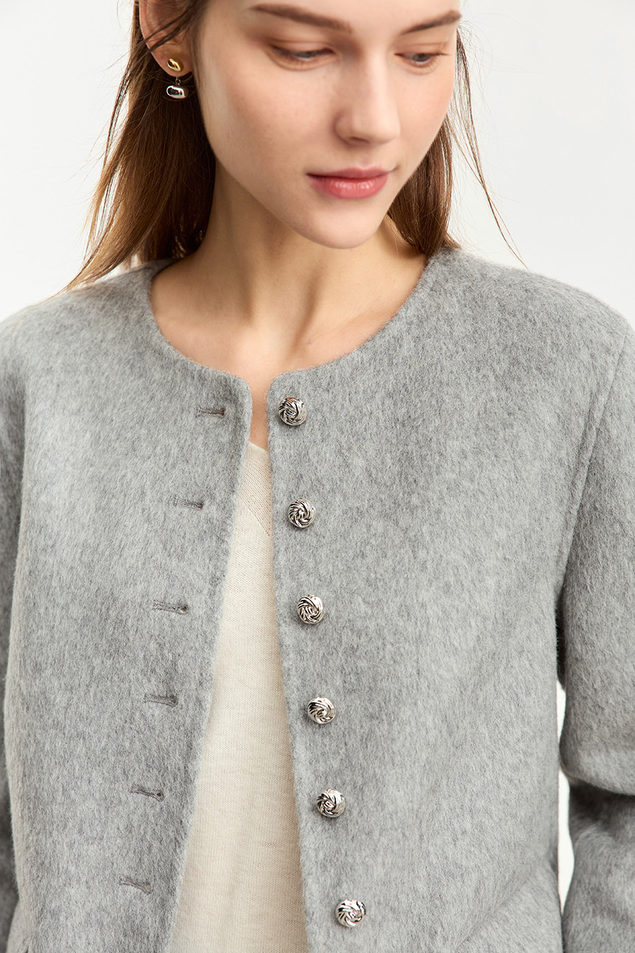 Crew Neck All - Wool Double - faced Fabric|AMII-AMII.com